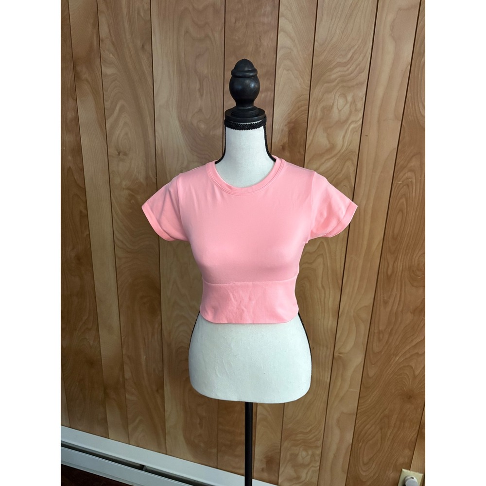 OFFLINE by Aerie Pink Seamless Ribbed Crop Top Short Sleeve Athletic Tee XS